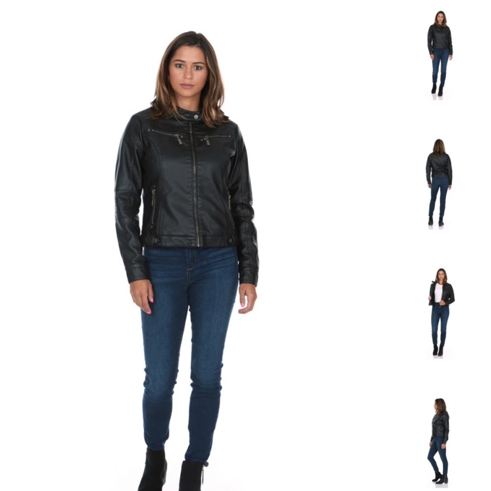 JouJou Black Vegan Leather Moto Jacket